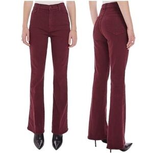 Mother High Waisted Weekender Skimp Play Date Burgundy Flare Jeans